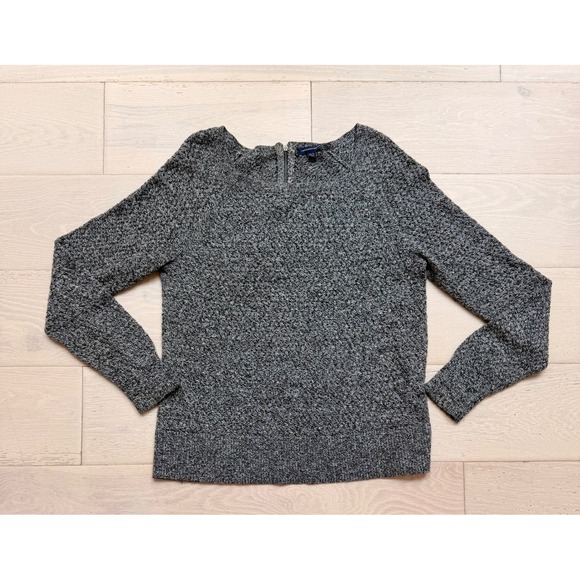 American Eagle Outfitters Sweaters - American Eagle Marled Knit Sweater Womens XL Gray Back Zip Pullover Cozy
